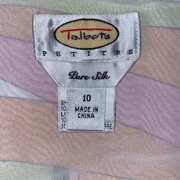 Talbots Petites 100% Silk Women 10 Vintage Abstract Ruffle Pink Slip MIDI Skirt - Picture 10 of 15